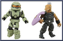 Spartan Scout (Green) / Jackal Major (with Violet Shield) from Halo - Minimates - Toys R Us - Series 2 manufactured by Diamond Select [Loose]