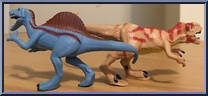Spinosaurus (Blue) / Tyrannosaurus (Tan) from Jurassic Park Dinosaurs (2004) - Dinosaur Packs manufactured by Hasbro [Loose]