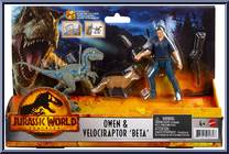 Owen & Velociraptor 'Beta' from Jurassic World - Dominion - Basic Series manufactured by Mattel [Front]