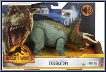 Triceratops (Green / Orange Head) from Jurassic World - Dominion - Roar Strikers manufactured by Mattel [Front]