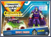 Grave Digger (White Tires) / Grim (Purple) from Monster Jam - Creatures - Basic Series manufactured by Spinmaster [Front]