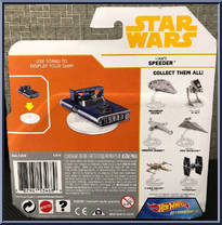 Han's Speeder from Star Wars - Hot Wheels Starships - White Card / Yellow Letters manufactured by Mattel [Back]