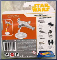 Imperial Arrestor Cruiser from Star Wars - Hot Wheels Starships - White Card / Yellow Letters manufactured by Mattel [Back]