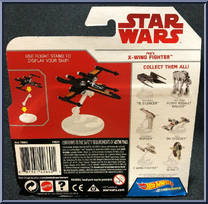 Poe's X-Wing Fighter (Wings Opened) from Star Wars - Hot Wheels Starships - White Card / Red Letters manufactured by Mattel [Back]
