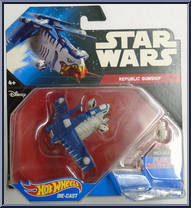 Republic Gunship from Star Wars - Hot Wheels Starships - Black Card / White Letters manufactured by Mattel [Front]