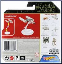 Resistance Y-Wing Fighter from Star Wars - Hot Wheels Starships - Yellow Outlined Letters manufactured by Mattel [Back]