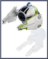 Yoda's Jedi Starfighter from Star Wars - Hot Wheels Starships - Black Card / White Letters manufactured by Mattel [Loose]