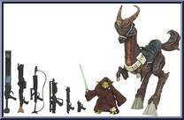 Yoda & Kybuck from Star Wars - Legacy Collection - Blue / White Cards - Saga Legends manufactured by Hasbro [Loose]