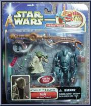 Yoda (with Super Battle Droid) from Star Wars - Saga - Attack of the Clones - Deluxe Figures manufactured by Hasbro [Front]