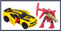 Bumblebee & Sentinel Prime from Transformers - Dark of the Moon - Speed Stars Mini Changers manufactured by Hasbro [Loose]