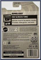 Bumblebee (HW Screen Time) from Transformers - Hot Wheels - Basic Series manufactured by Mattel [Back]