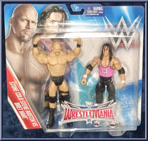 Stone Cold Steve Austin vs Bret Hart from WWE - Wrestlemania 32 manufactured by Mattel [Front]