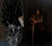 Lord Eddard Ned Stark of Winterfell | Game of Thrones | a Song of Ice and Fire | the Iron Throne Diorama | HBO | Sean Bean (Fantasy) Custom Diorama / Playset