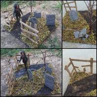 Eerie Graveyard Dio for Any Figs Walking Dead Mcfarlane Etc.. (Walking Dead) Custom Diorama / Playset