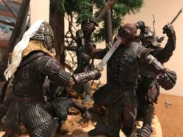 Eomer, Marshall of the Mark battles un-horsed (Lord of the Rings) Custom Diorama / Playset