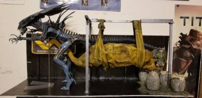 Xenomorph Queen, eggs, and facehugger victim (Aliens) Custom Diorama / Playset